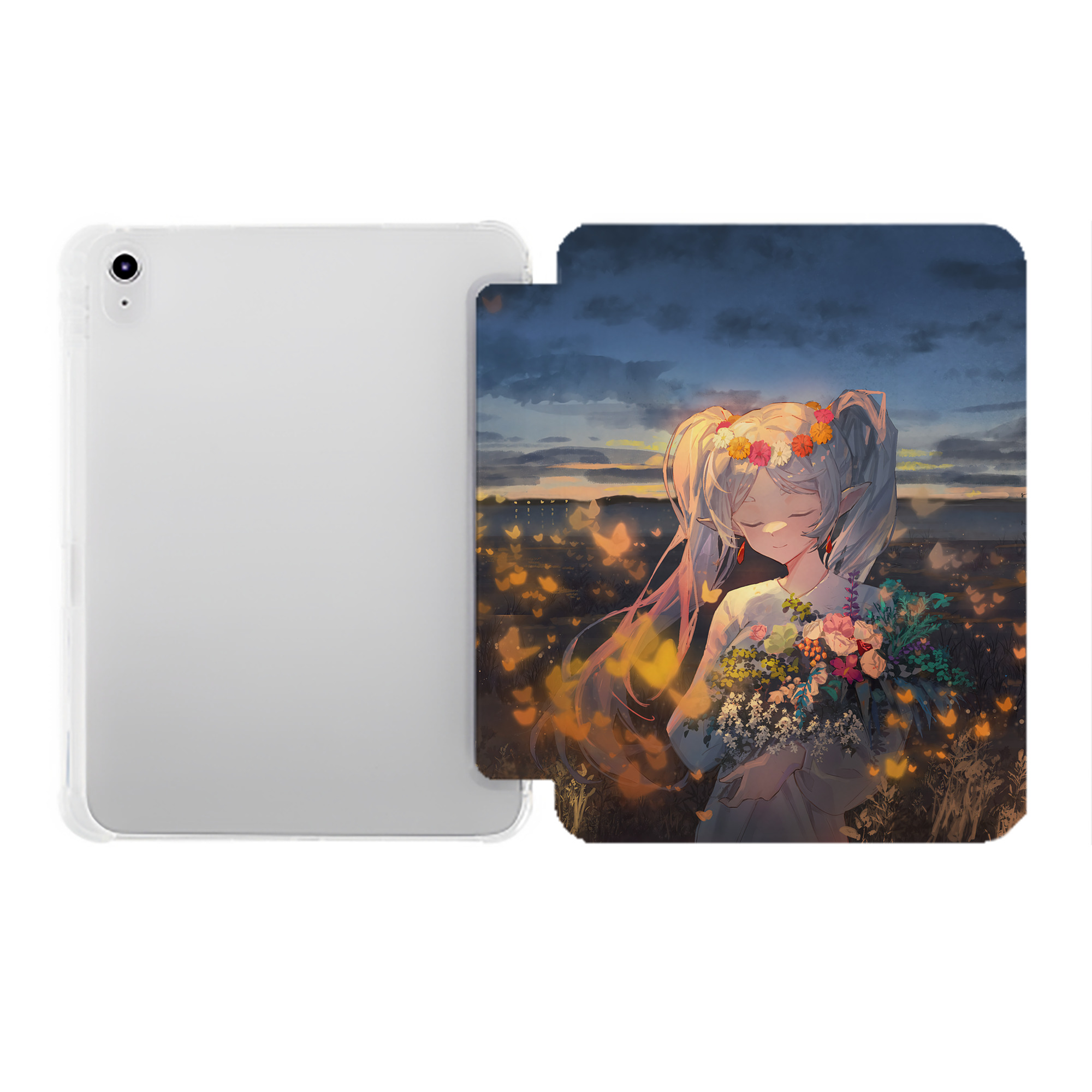 （画像用） 葬送のフリーレン Frieren IPad ケース ペン収納付き 三つ折りスタンド PUレザー×シリコン 対応機種9.5/10.5/10.9インチ